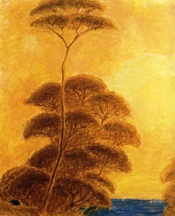 A sunny day with gold trees by Gaetano Previati
